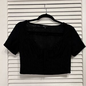 Eyelet Black Crop Top